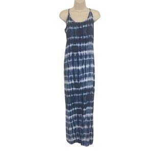 NWT Mimi Chica Womens Large Blue Tie Dye Maxi Dress Slit
